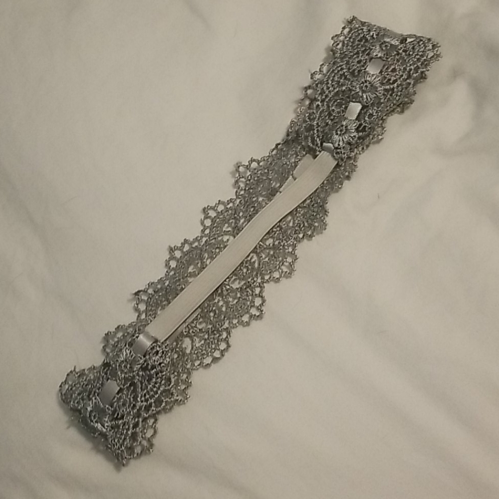 Silver Rhinestone Laced Headband - Picture 2 of 2